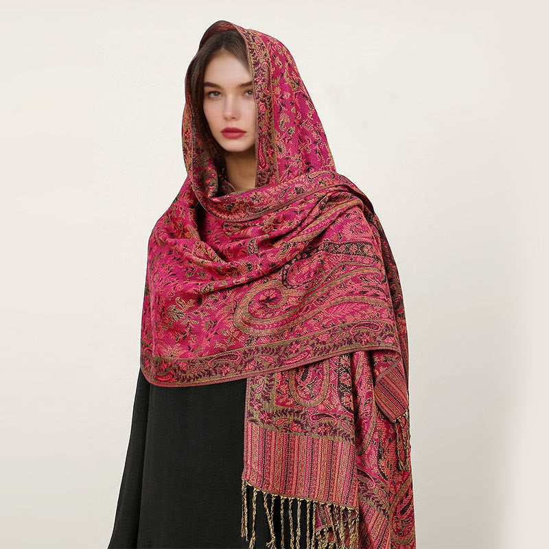 BWOOOH Ethnic Daily Tibetan Paisley Pattern Tassel Cozy S