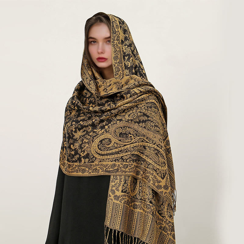 BWOOOH Ethnic Daily Tibetan Paisley Pattern Tassel Cozy S
