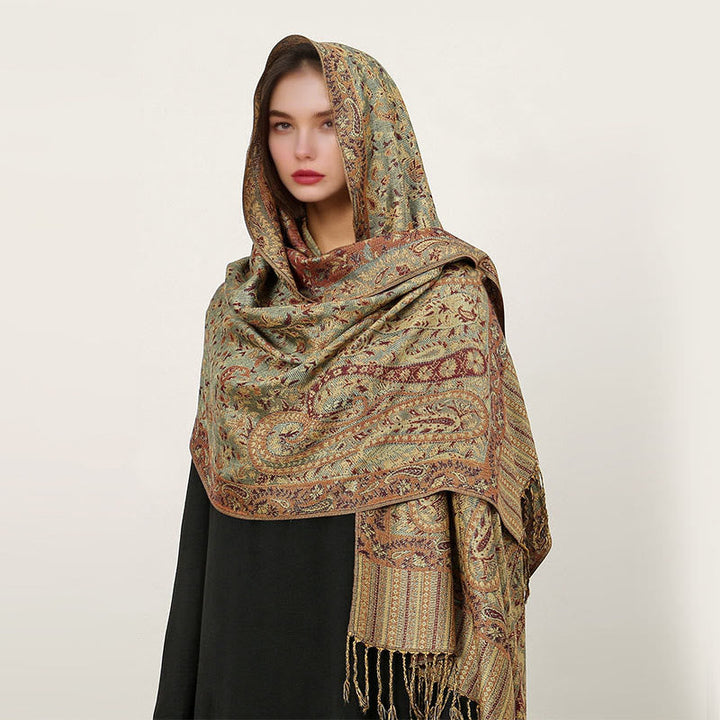 BWOOOH Ethnic Daily Tibetan Paisley Pattern Tassel Cozy S