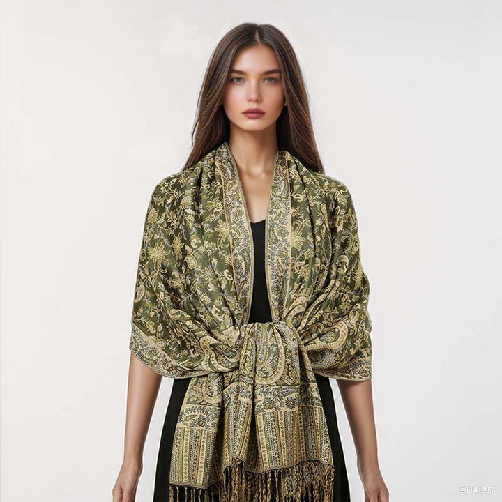 BWOOOH Ethnic Daily Tibetan Paisley Pattern Tassel Cozy S