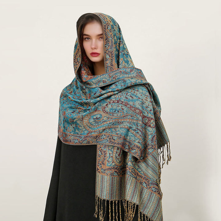 BWOOOH Ethnic Daily Tibetan Paisley Pattern Tassel Cozy S