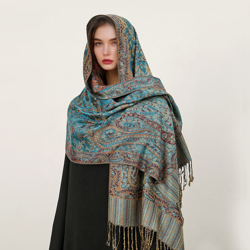 BWOOOH Ethnic Daily Tibetan Paisley Pattern Tassel Cozy S