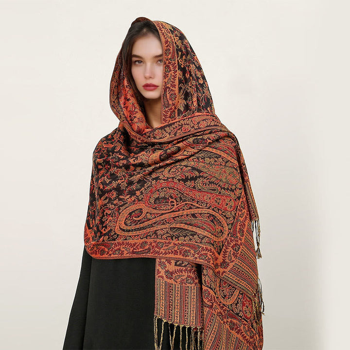 BWOOOH Ethnic Daily Tibetan Paisley Pattern Tassel Cozy S