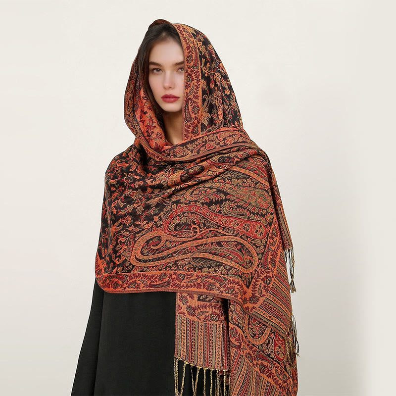 BWOOOH Ethnic Daily Tibetan Paisley Pattern Tassel Cozy S