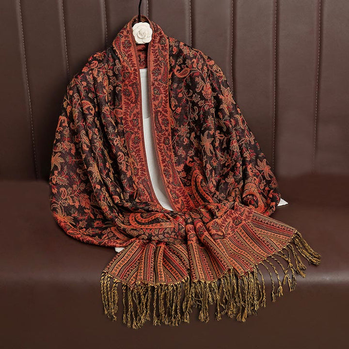 BWOOOH Ethnic Daily Tibetan Paisley Pattern Tassel Cozy S