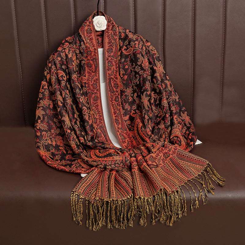 BWOOOH Ethnic Daily Tibetan Paisley Pattern Tassel Cozy S