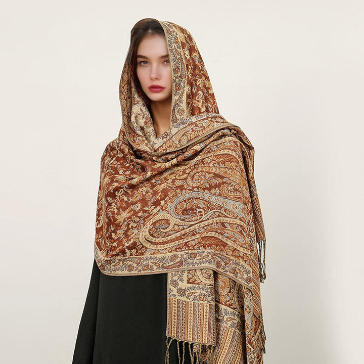 BWOOOH Ethnic Daily Tibetan Paisley Pattern Tassel Cozy S