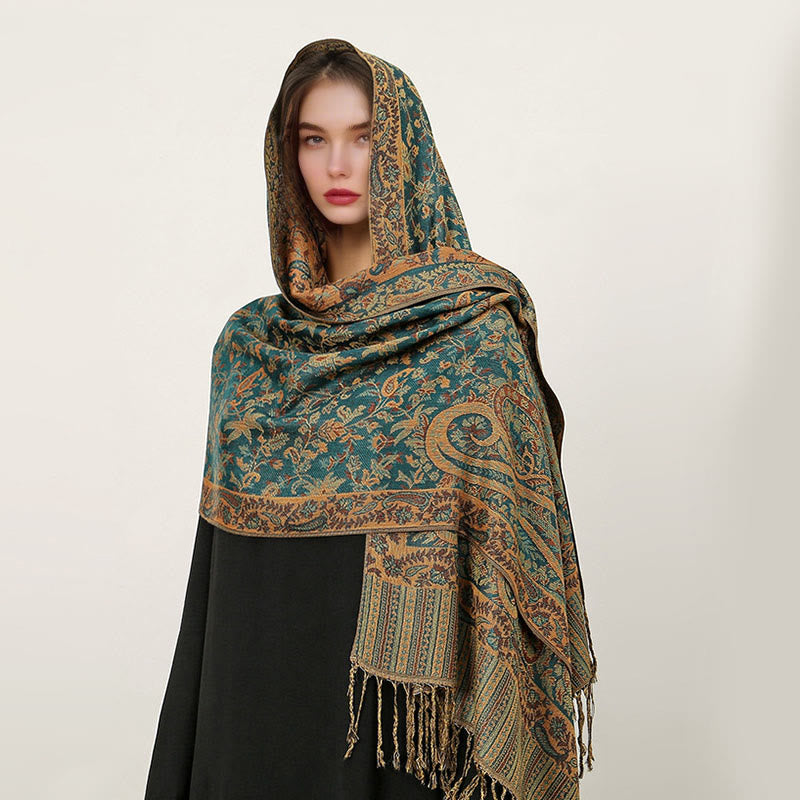 BWOOOH Ethnic Daily Tibetan Paisley Pattern Tassel Cozy S