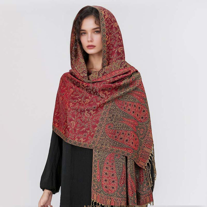BWOOOH Tibetan Jacquard Paisley Flower Pattern Color Cont