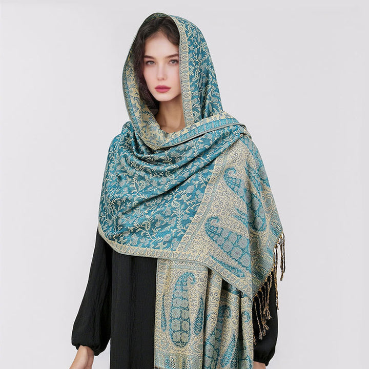 BWOOOH Tibetan Jacquard Paisley Flower Pattern Color Cont