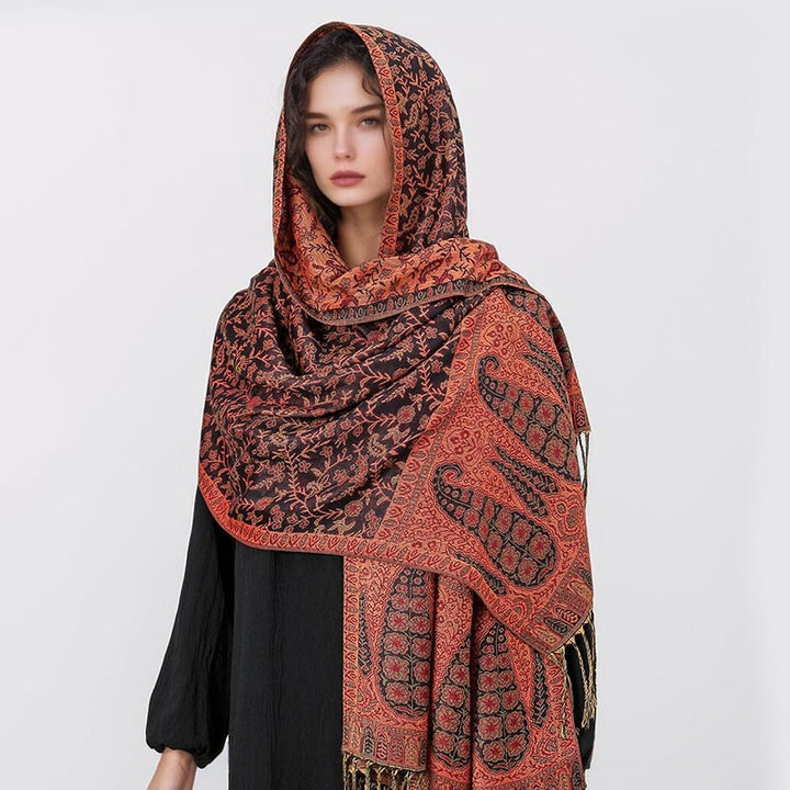 BWOOOH Tibetan Jacquard Paisley Flower Pattern Color Cont