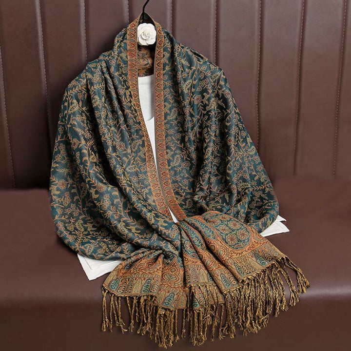 BWOOOH Tibetan Jacquard Paisley Flower Pattern Color Cont