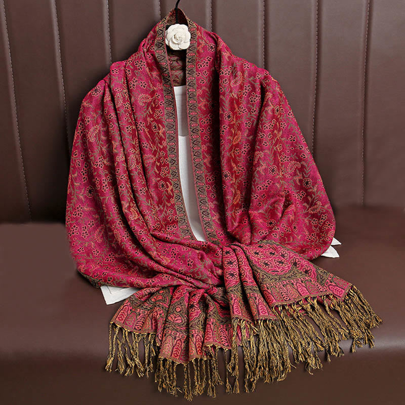 BWOOOH Tibetan Jacquard Paisley Flower Pattern Color Cont