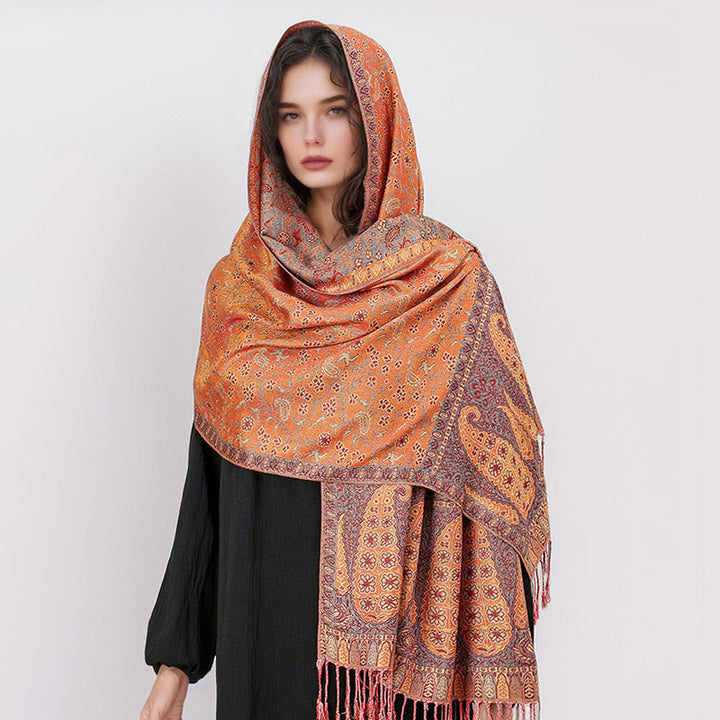 BWOOOH Tibetan Jacquard Paisley Flower Pattern Color Cont