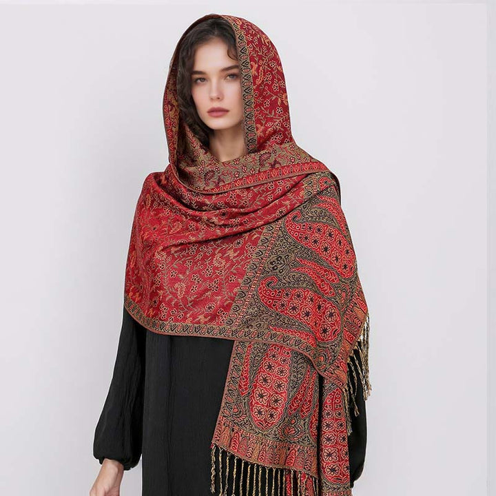 BWOOOH Tibetan Jacquard Paisley Flower Pattern Color Cont