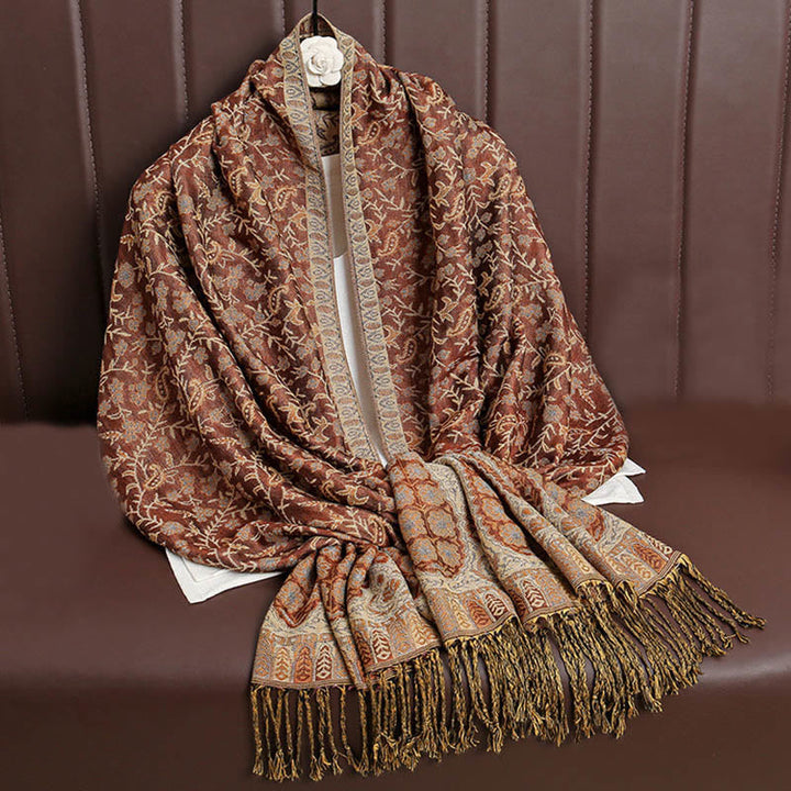 BWOOOH Tibetan Jacquard Paisley Flower Pattern Color Cont
