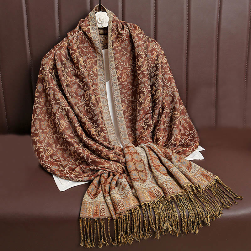 BWOOOH Tibetan Jacquard Paisley Flower Pattern Color Cont