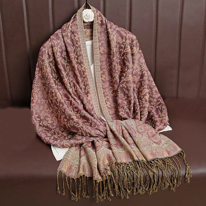 BWOOOH Tibetan Jacquard Paisley Flower Pattern Color Cont