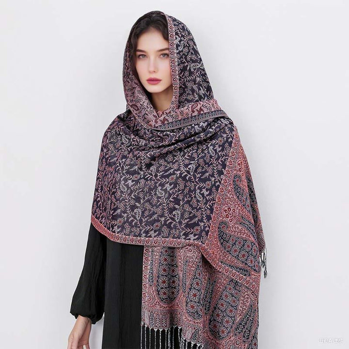 BWOOOH Tibetan Jacquard Paisley Flower Pattern Color Cont