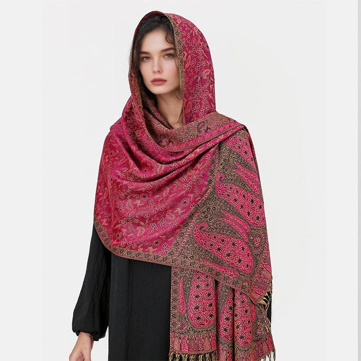BWOOOH Tibetan Jacquard Paisley Flower Pattern Color Cont