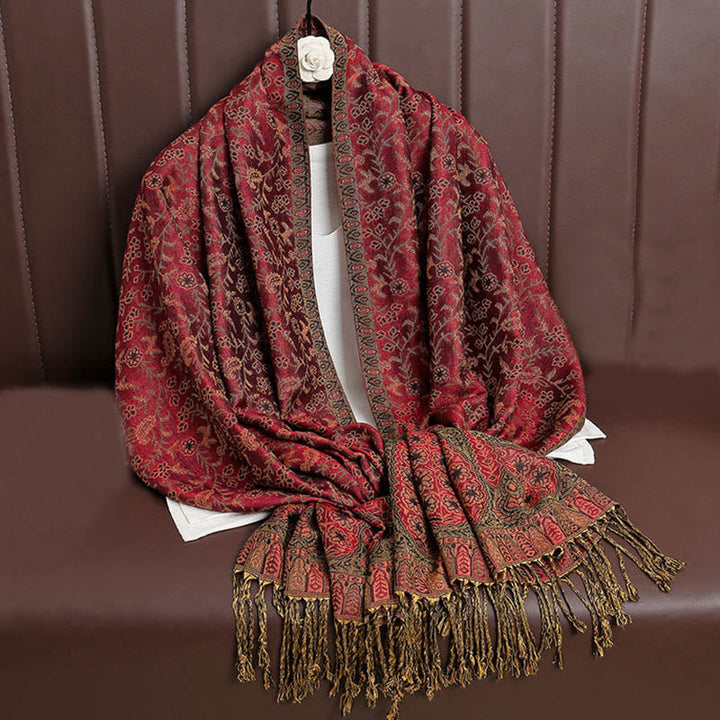 BWOOOH Tibetan Jacquard Paisley Flower Pattern Color Cont