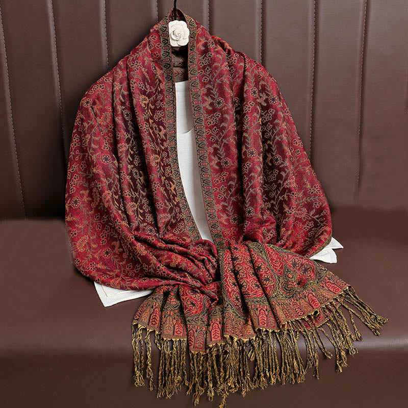 BWOOOH Tibetan Jacquard Paisley Flower Pattern Color Cont