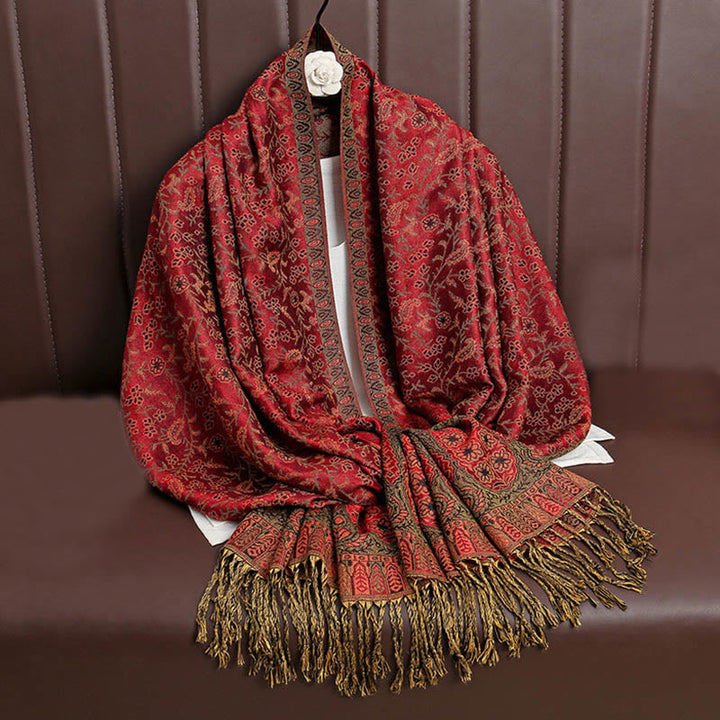 BWOOOH Tibetan Jacquard Paisley Flower Pattern Color Cont