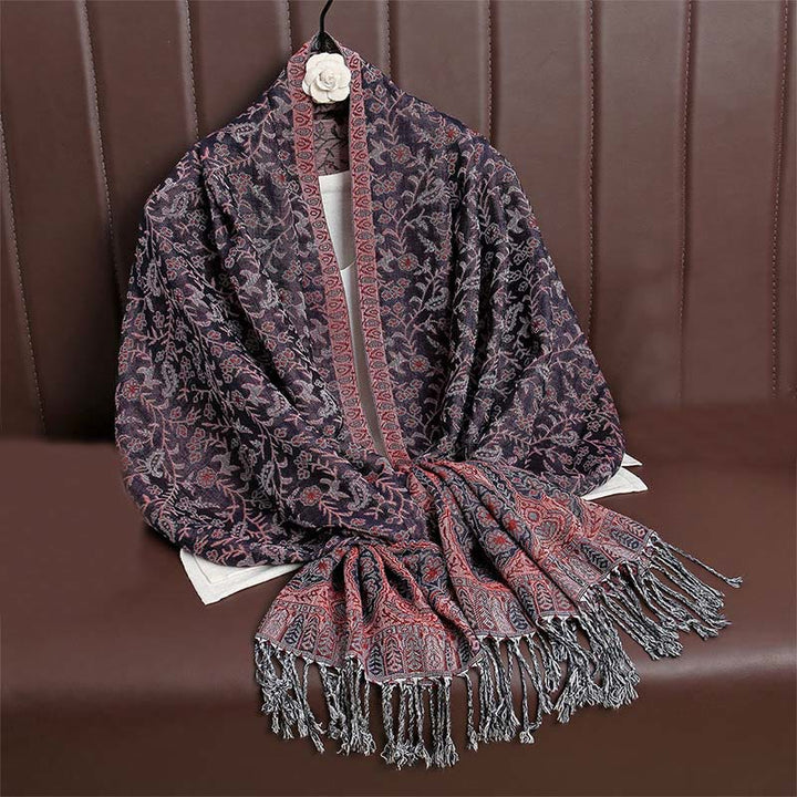 BWOOOH Tibetan Jacquard Paisley Flower Pattern Color Cont
