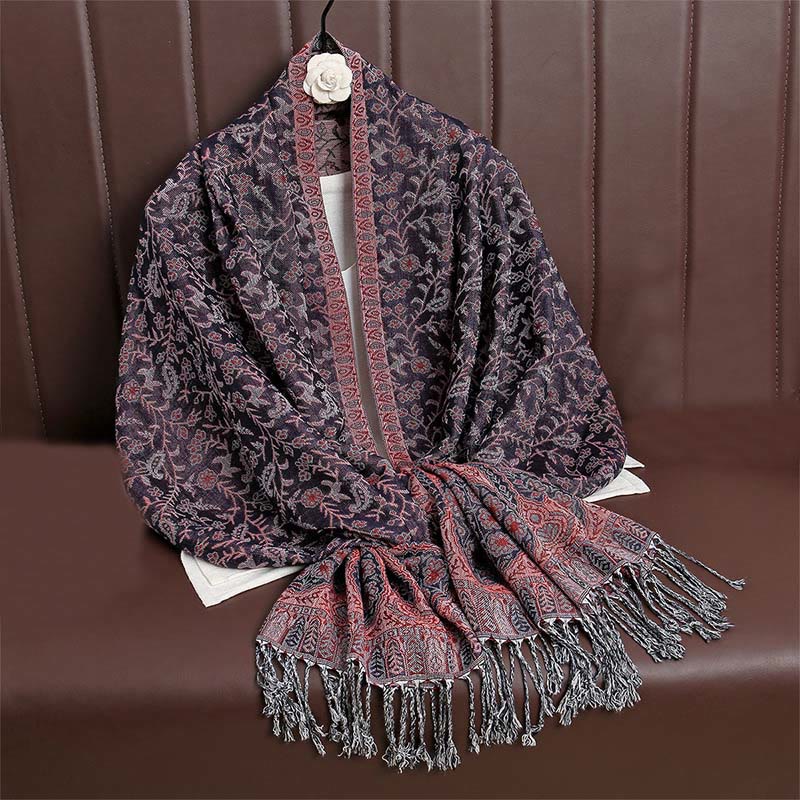 BWOOOH Tibetan Jacquard Paisley Flower Pattern Color Cont