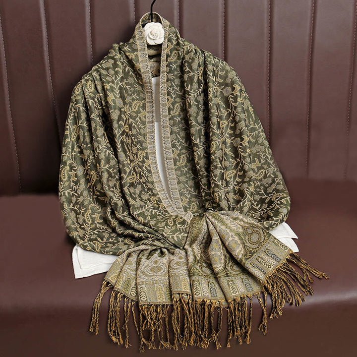 BWOOOH Tibetan Jacquard Paisley Flower Pattern Color Cont