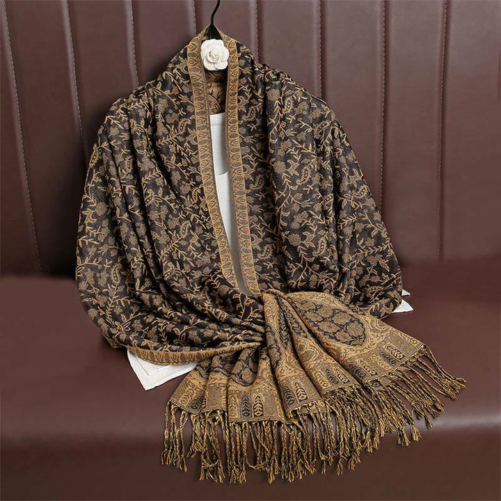 BWOOOH Tibetan Jacquard Paisley Flower Pattern Color Cont