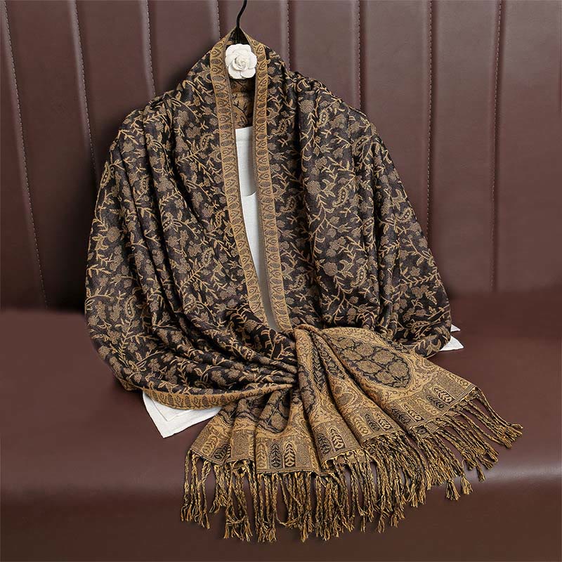 BWOOOH Tibetan Jacquard Paisley Flower Pattern Color Cont