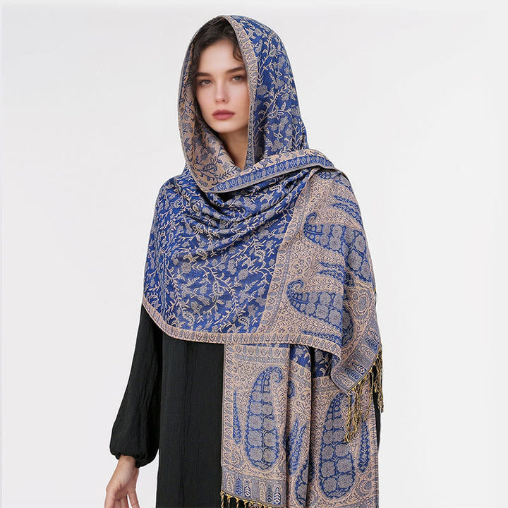 BWOOOH Tibetan Jacquard Paisley Flower Pattern Color Cont