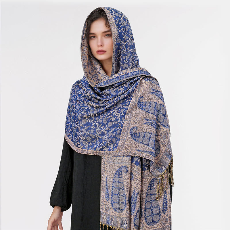 BWOOOH Tibetan Jacquard Paisley Flower Pattern Color Cont