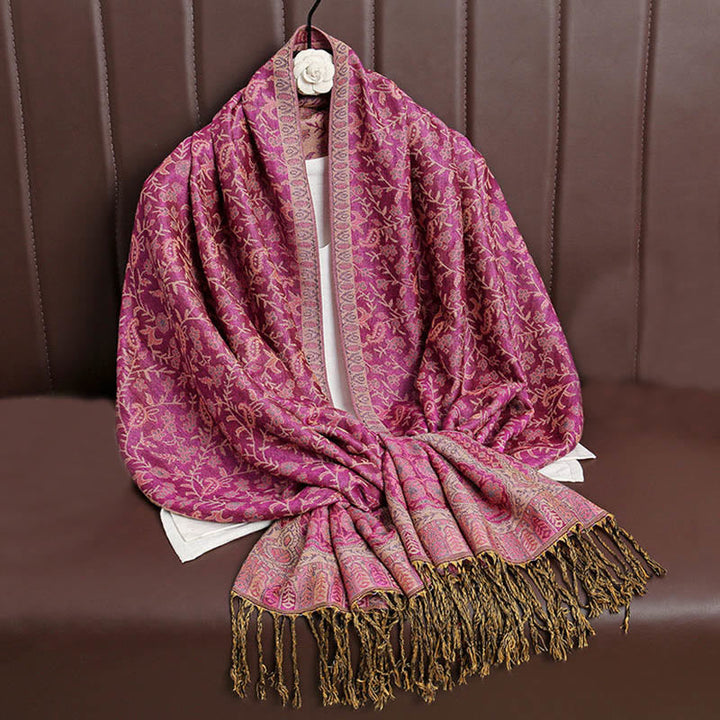 BWOOOH Tibetan Jacquard Paisley Flower Pattern Color Cont