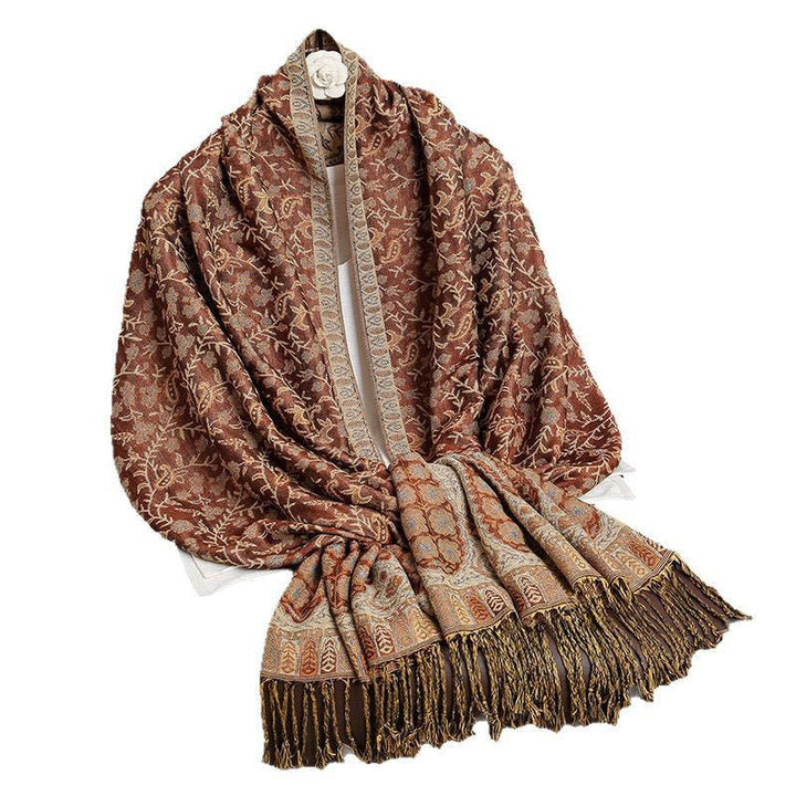 BWOOOH Tibetan Jacquard Paisley Flower Pattern Color Cont