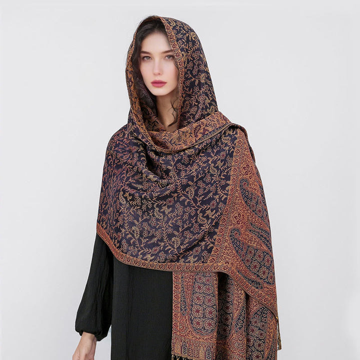 BWOOOH Tibetan Jacquard Paisley Flower Pattern Color Cont