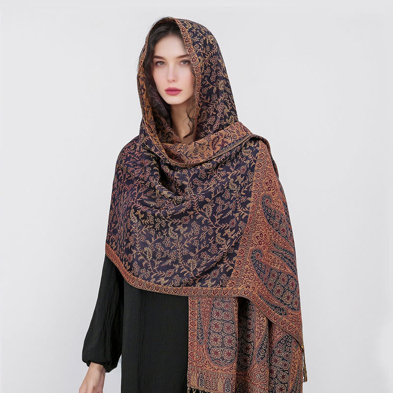 BWOOOH Tibetan Jacquard Paisley Flower Pattern Color Cont
