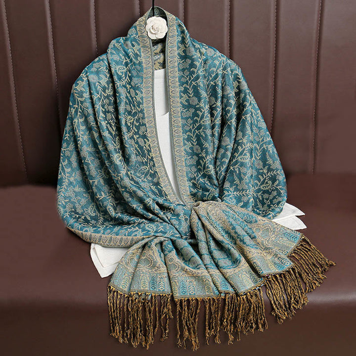 BWOOOH Tibetan Jacquard Paisley Flower Pattern Color Cont