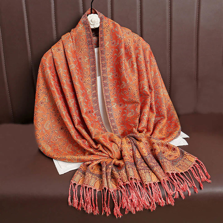 BWOOOH Tibetan Jacquard Paisley Flower Pattern Color Cont