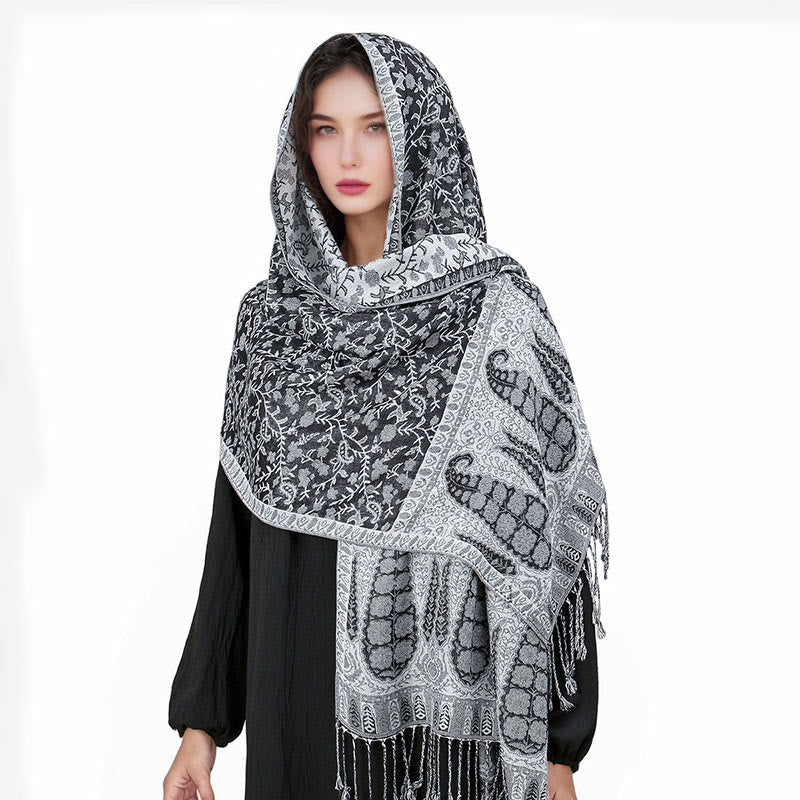BWOOOH Tibetan Jacquard Paisley Flower Pattern Color Cont
