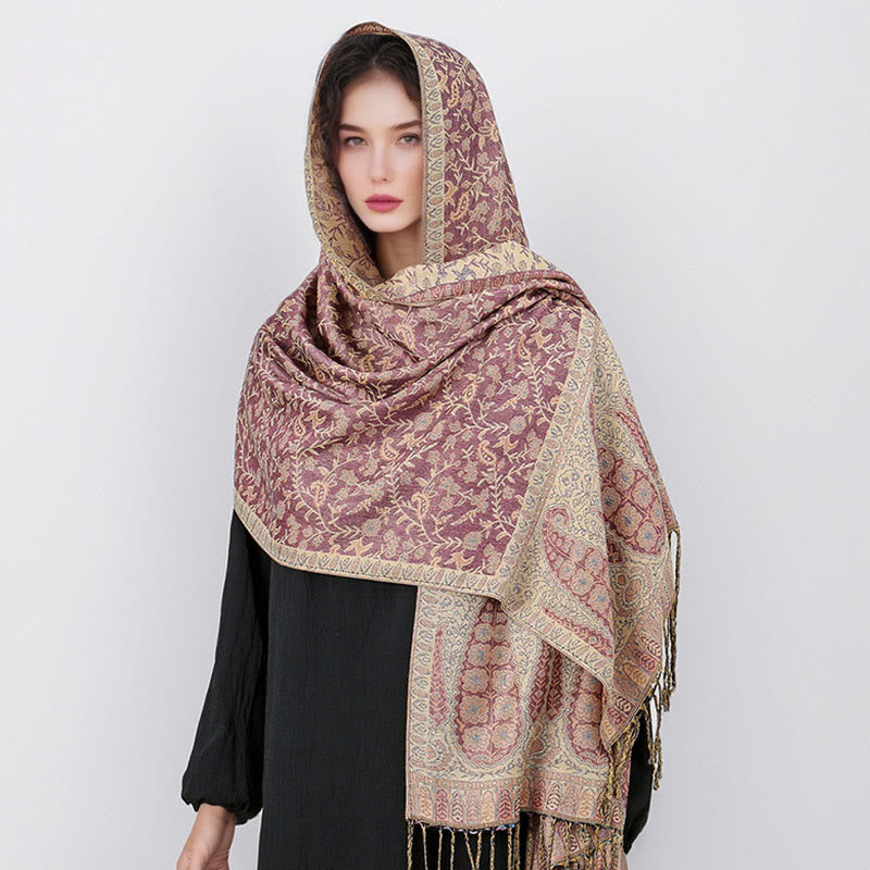 BWOOOH Tibetan Jacquard Paisley Flower Pattern Color Cont
