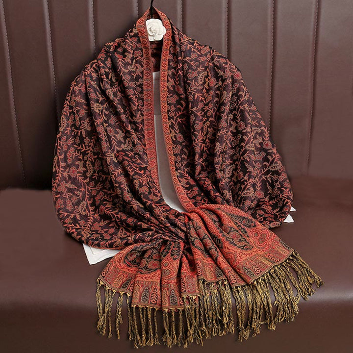 BWOOOH Tibetan Jacquard Paisley Flower Pattern Color Cont