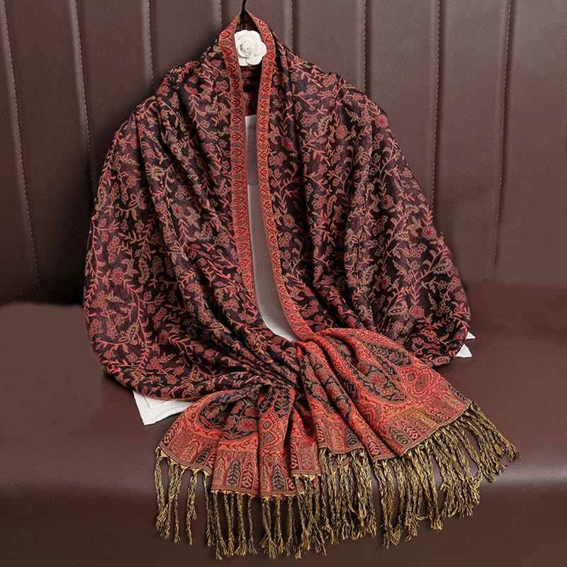 BWOOOH Tibetan Jacquard Paisley Flower Pattern Color Cont