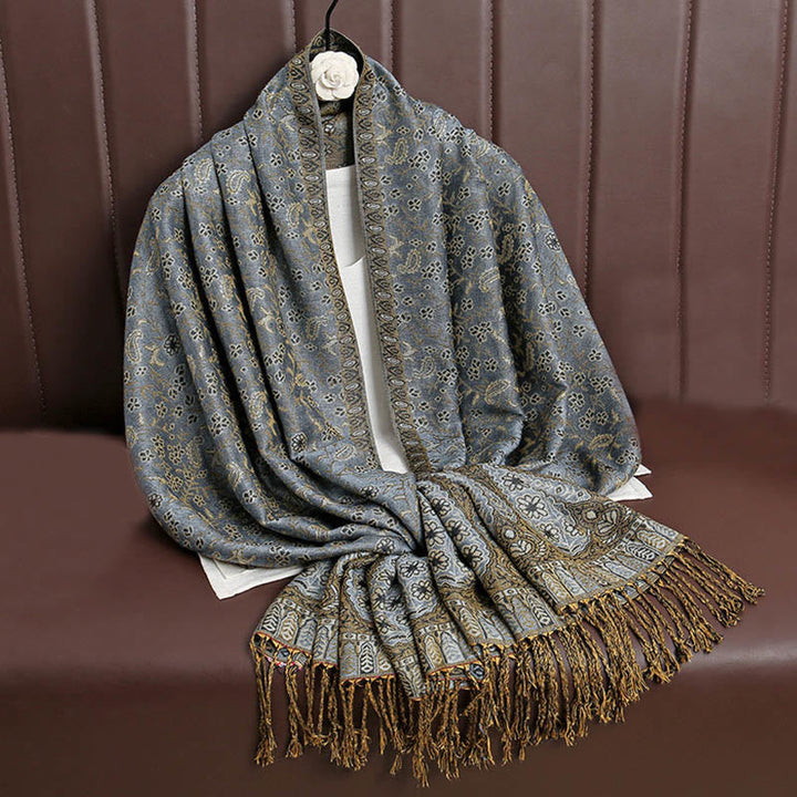 BWOOOH Tibetan Jacquard Paisley Flower Pattern Color Cont