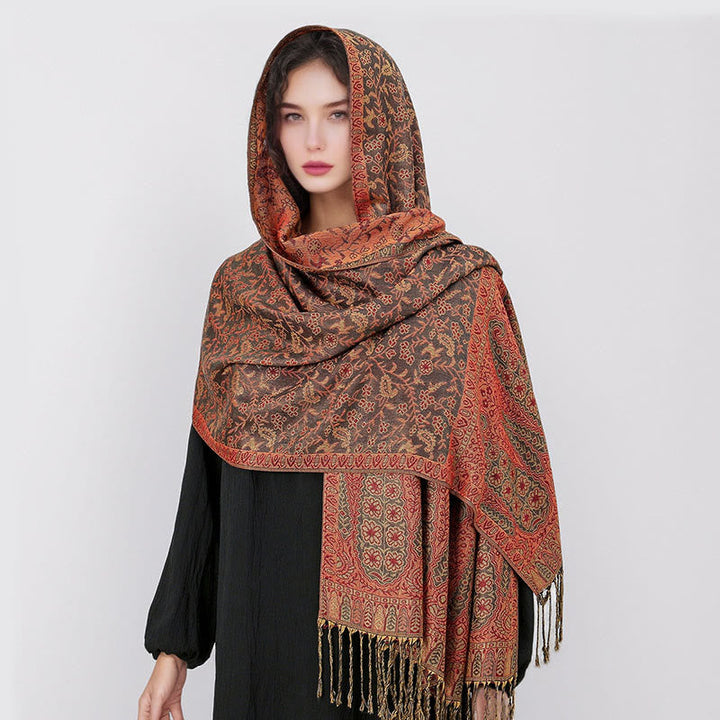 BWOOOH Tibetan Jacquard Paisley Flower Pattern Color Cont