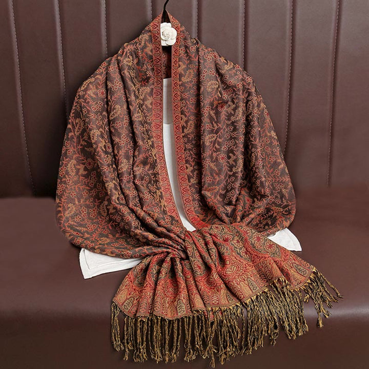 BWOOOH Tibetan Jacquard Paisley Flower Pattern Color Cont