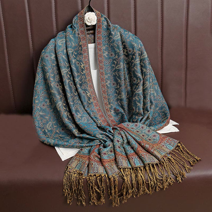 BWOOOH Tibetan Jacquard Paisley Flower Pattern Color Cont