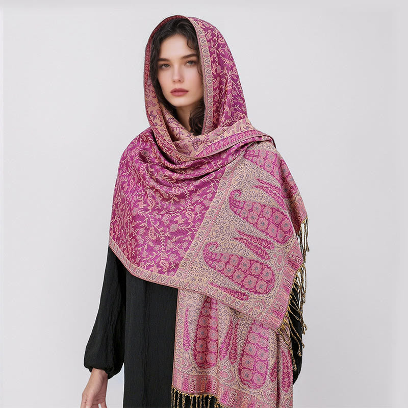 BWOOOH Tibetan Jacquard Paisley Flower Pattern Color Cont