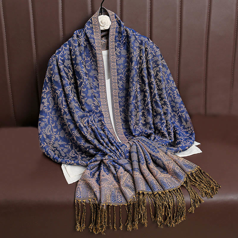 BWOOOH Tibetan Jacquard Paisley Flower Pattern Color Cont